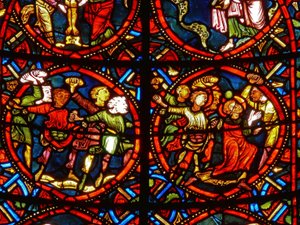 Fenster, das die Steinigung des Hl. Stephanus darstellt von French School