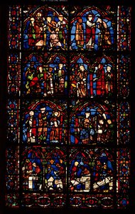 Fenster mit Szenen aus dem Leben des Hl. Cheron von French School