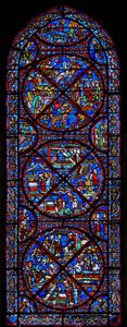 Fenster, das Szenen aus dem Leben des hl. Stephanus darstellt von French School