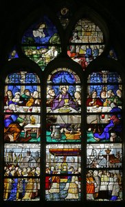 Fenster mit Darstellung des letzten Abendmahls und der Prozession des Heiligen Sakraments, 1530 von French School