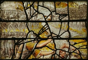 Fenster mit der Geschichte vom Auffinden des Kreuzes: Konstantins Schlacht gegen Maxentius von French School