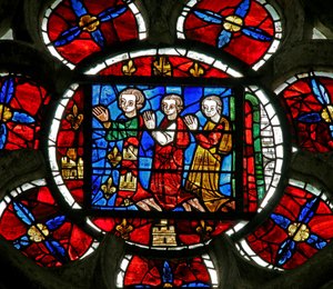 Fenster Nr. 3, Darstellung eines Stifters - Alphonse de Poitiers und Familie