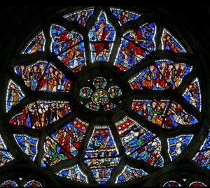 Fenster Nr. 3, Darstellung des Jüngsten Gerichts (Rosettenfenster - innen)