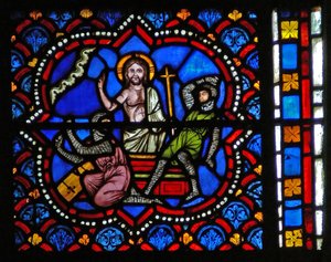 Fenster s2-L, die Auferstehung darstellend von French School