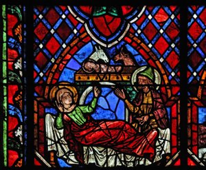 Fenster w01, die Geburt Christi darstellend von French School