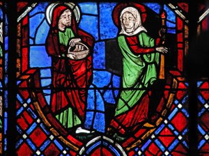 Fenster w01, die Darstellung im Tempel darstellend von French School