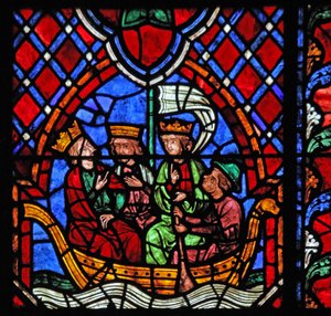 Fenster w01, Darstellung der Abreise der Könige von der Krippe