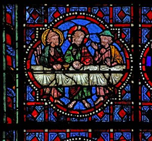 Fenster w02, Darstellung einer Auferstehungsszene: Das Abendmahl in Emmaus von French School