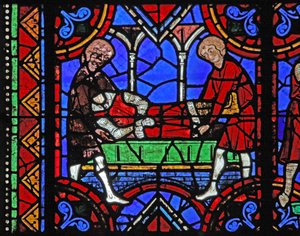 Fenster w06, Darstellung der Beerdigung des Heiligen Julian von Brioude von French School
