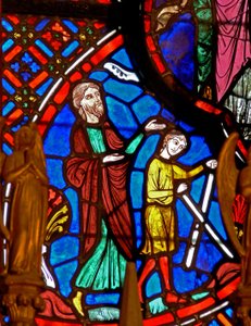 Fenster w0 zeigt Abraham und Isaak von French School