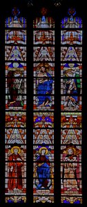 Fenster w0, Christus und fünf Heilige einschließlich St. Helena darstellend von French School