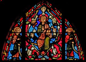 Fenster w0 mit Christus und den sieben Tauben des Heiligen Geistes von French School