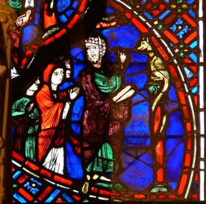 Fenster w0 zeigt Moses und die eherne Schlange von French School