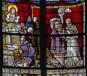 Fenster w0, St. Gregor - Messe darstellend