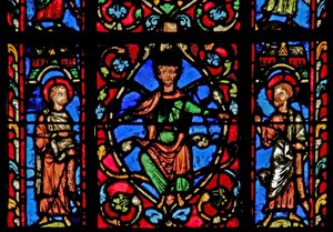 Fenster w0 mit einem König und zwei Propheten am Jessebaum