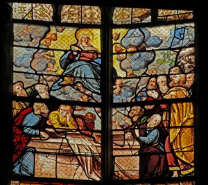 Fenster w0 Darstellung des Todes und der Himmelfahrt der Jungfrau Maria von French School