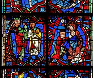 Fenster w100b Darstellung der Anbetung der Heiligen Drei Könige