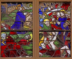 Fenster w107, Darstellung der Agonie im Garten Gethsemane; Judas