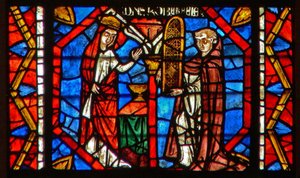 Fenster w108 zeigt einen Stifter Robert le Pele bietet ein Fenster an von French School