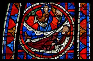 Fenster w109 zeigt St. Martin träumt, dass er Christus trifft von French School