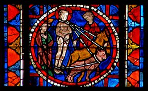 Fenster w109 zeigt das Martyrium der Heiligen Lucia