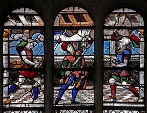 Fenster w109, das das Martyrium eines Heiligen (Julian?) darstellt von French School