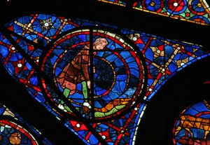 Fenster w115, Kain, der den Boden bearbeitet, darstellend