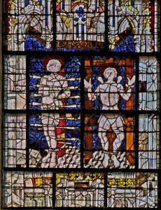Fenster w115 Darstellung des Heiligen Sebastian und des Heiligen Quentin von French School