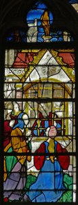 Fenster w119, Szene aus dem Leben des St. Thomas: St. Thomas im Gefängnis wird von Prinzessin Migdomie besucht; venezianisches Glas