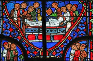 Fenster w11, St. Andreas wird beerdigt von French School