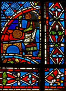 Fenster w11, Darstellung eines Tuchhändlers und Randpaneele