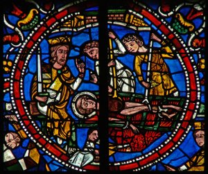 Fenster w121 Darstellung des Martyriums des Heiligen Vincent auf dem Grill
