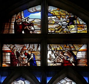 Fenster w128, Szenen aus der Geschichte von Moses von French School