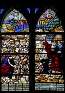 Fenster w128, Israeliten sammeln Manna in der Wüste