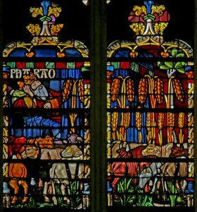 Fenster w134, eine Szene aus der Geschichte von Joseph: der Pharao träumt von den Jahren des Überflusses