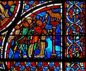 Fenster w13 Darstellung der Israeliten, die das Goldene Kalb anbeten