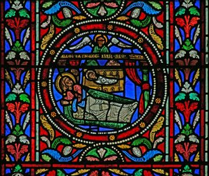 Fenster w13, die Geburt Christi darstellend