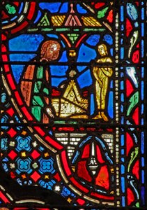 Fenster w14 Die Bundeslade im Tempel von Dagon (und Götze) I Sam V 2 von French School