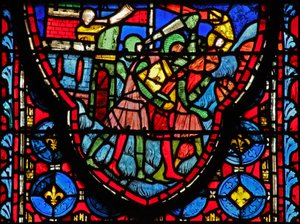Fenster w15 Heilige Reliquien: Krösus, König der Perser, verwüstet Jerusalem