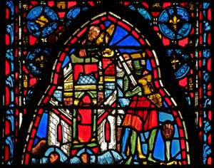 Fenster w15 Heilige Reliquien: Heraklius vor dem wundersam versiegelten Tor in Jerusalem