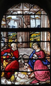Fenster w16, das die Geburt Christi darstellt
