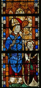 Fenster w17, das St. Nikolaus und den Stifter Oudin de Troyes darstellt von French School