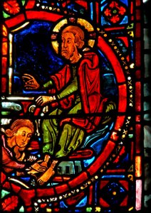 Fenster w17 Darstellung einer Szene aus dem Leben der Heiligen Maria Magdalena - die Heilige wäscht die Füße Christi