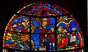 Fenster w19 Darstellung des Heiligen Nikolaus rettet ein Kind