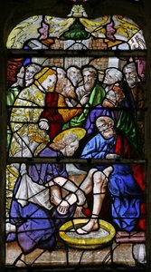 Fenster w1, Christus wäscht seinen Jüngern die Füße