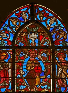 Fenster w1 mit Christus und dem Heiligen Geist, Isaak und Manasse von French School