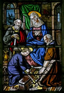 Fenster w1, Jesus als Zimmermann