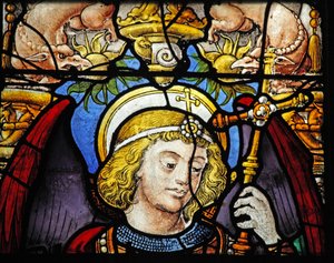 Fenster w1 zeigt St. Michael und einen Stifter
