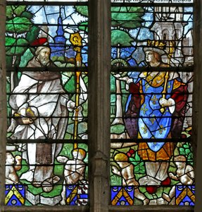 Fenster w1, ein heiliger Abt mit St. Louis von French School