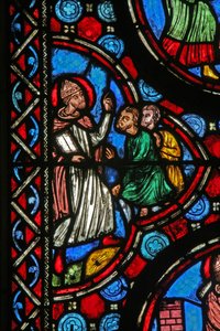 Fenster w1, Szene aus dem Leben des Heiligen Martin von French School